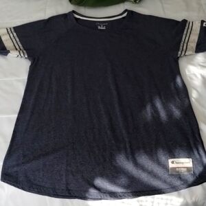 Champion women's Original T-shirt navy blue with cream cuffs size XL